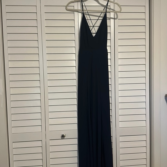 Lulu’s Navy Blue Backless Wide Leg Jumpsuit - Picture 3 of 4